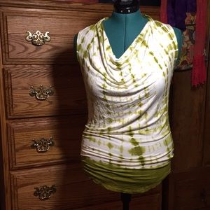 Soft Stretchy Green & White Tie Dye Blouse